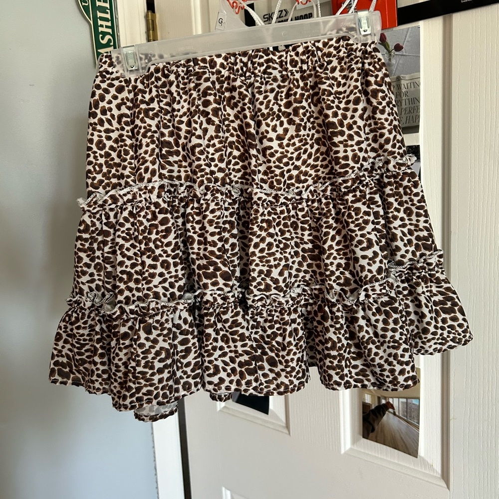 Leopard Print Tiered Skirt
